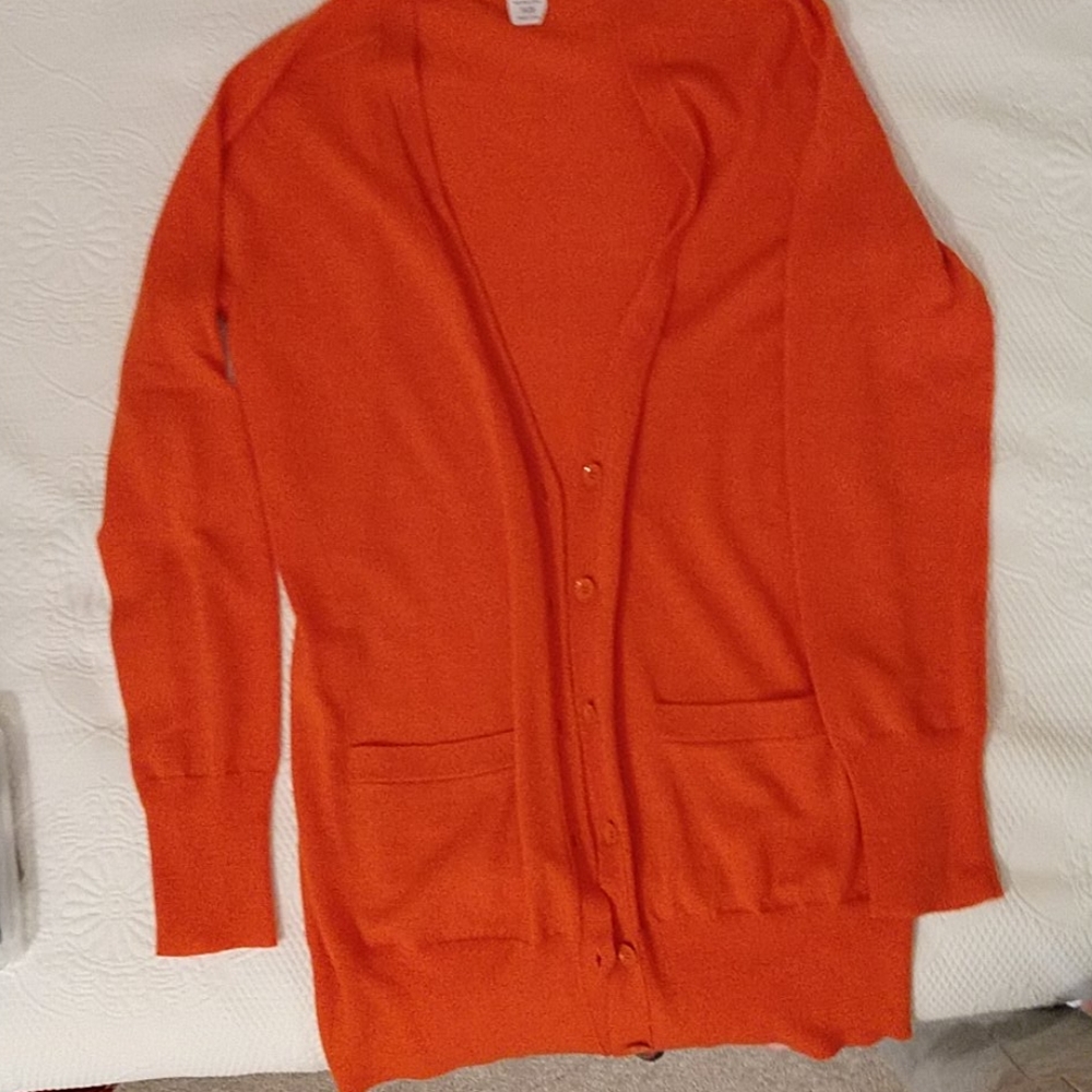 J Crew orange cardigan S